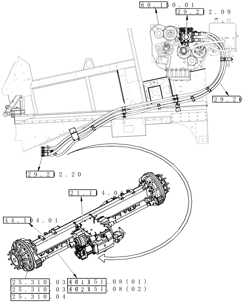 Схема запчастей Case IH 8120 - (00.000.29) - PICTORIAL INDEX - HYDROSTATIC TRANSMISSION (00) - GENERAL & PICTORIAL INDEX