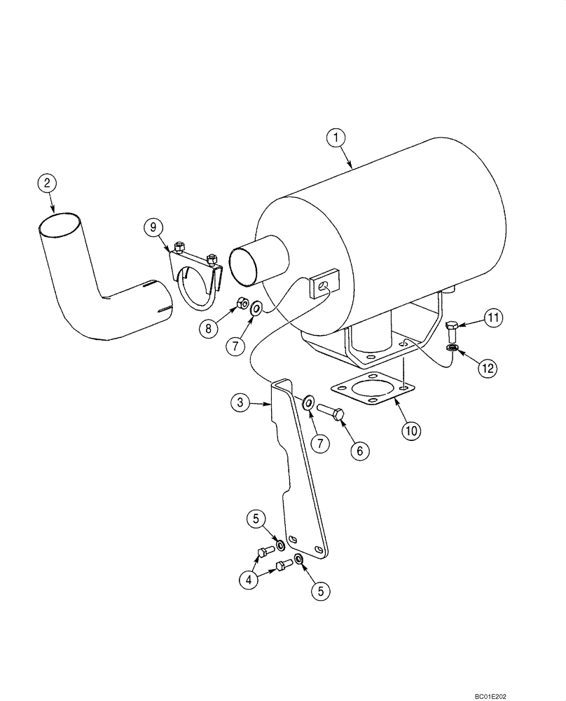 Схема запчастей Case IH 40XT - (02-03) - EXHAUST SYSTEM (02) - ENGINE