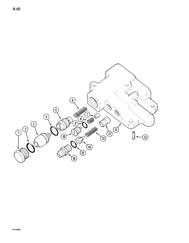 Схема запчастей Case IH 995 - (8-50) - DRAFT CONTROL, UNLOADING AND FLOW CONTROL VALVE (08) - HYDRAULICS