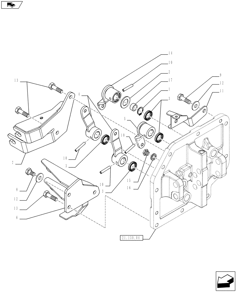 Схема запчастей Case IH FARMALL 75C - (21.130.0103) - TRANSMISSION 12X12 - TRANSMISSION EXTERNAL SHIFTING CONTROLS AND CENTRAL REDUCTION GEARS CONTROLS - NAR - L/CAB (VAR.330272 / 743546; VAR.330276) (21) - TRANSMISSION