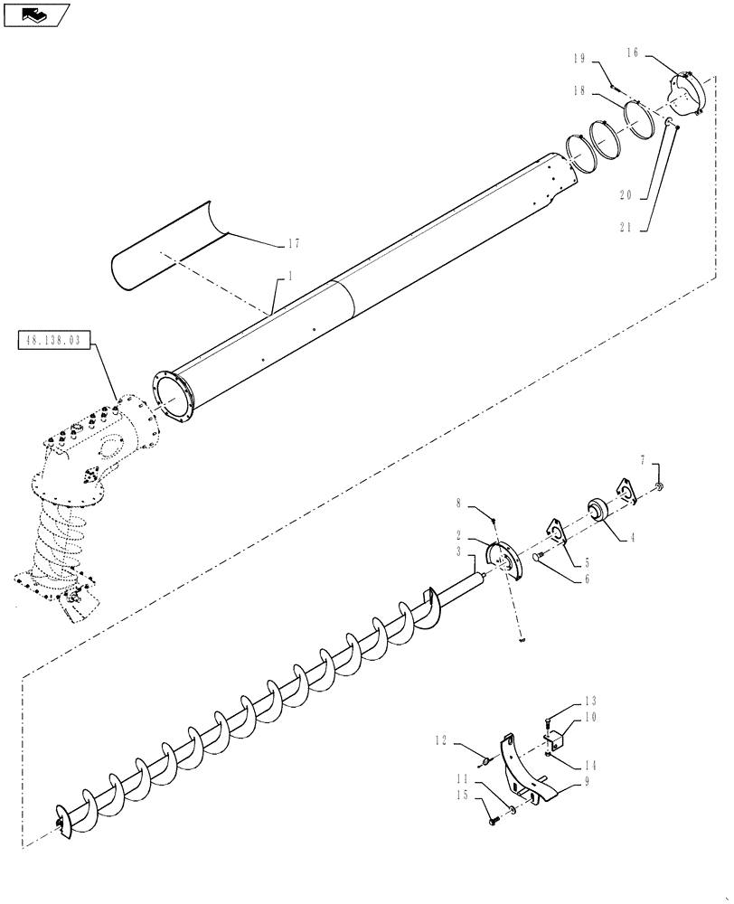 Схема запчастей Case IH 7230 - (80.180.03) - UNLOADING AUGER, HORIZONTAL, HC VERSIONS (80) - CROP STORAGE/UNLOADING