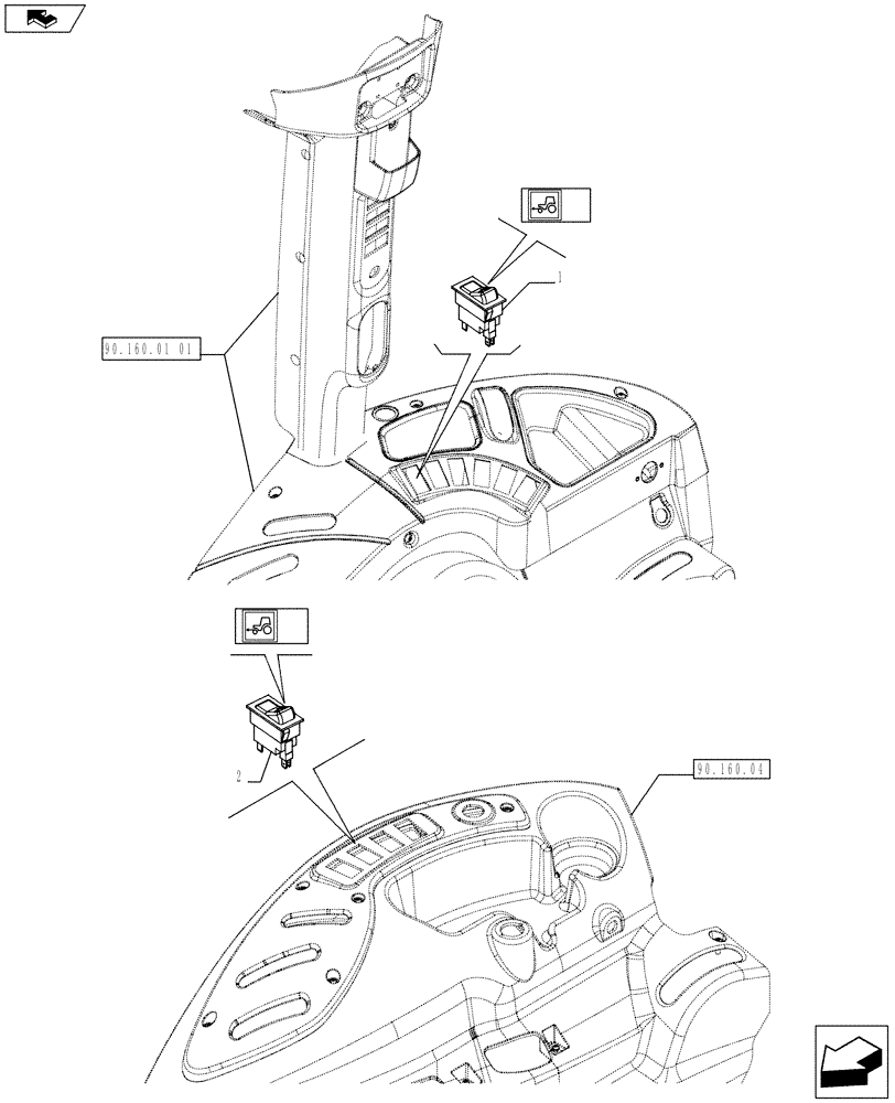 Схема запчастей Case IH FARMALL 75C - (23.202.01) - 4WD ELECTROHYDRAULIC ENGAGEMENT - SWITCH (VAR.330307-332307 / 743592) (23) - FOUR WHEEL DRIVE SYSTEM