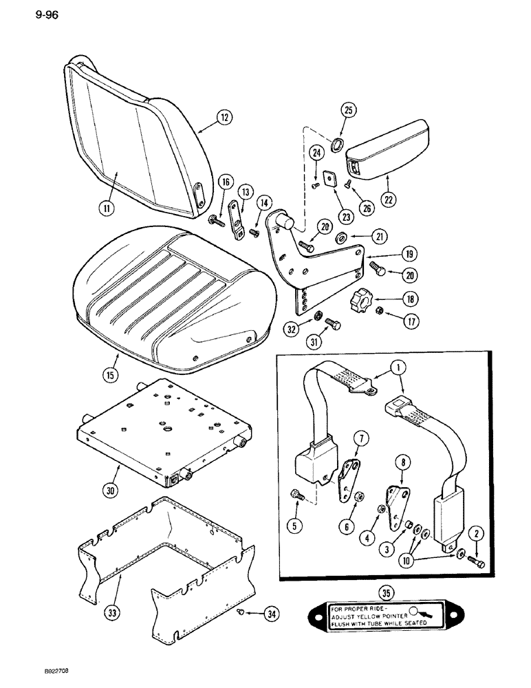 Схема запчастей Case IH 7110 - (9-096) - SEAT BELT, VINYL SEAT WITHOUT SWIVEL (09) - CHASSIS/ATTACHMENTS