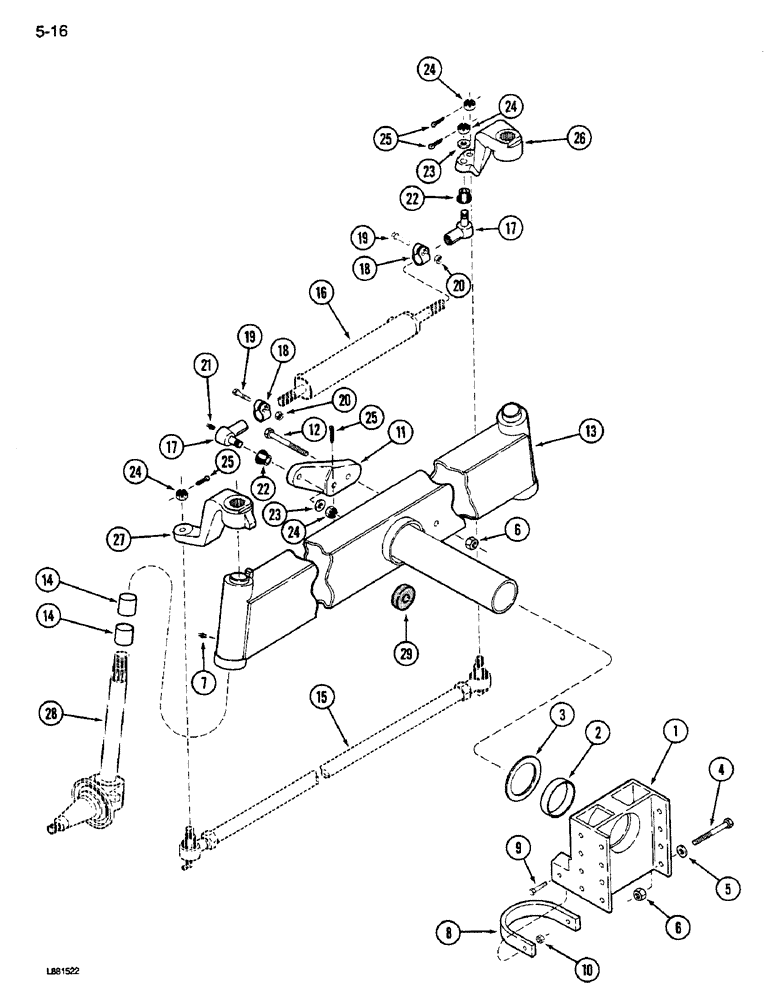 Схема запчастей Case IH 1640 - (5-16) - STEERING AXLE, NONADJUSTABLE (04) - STEERING