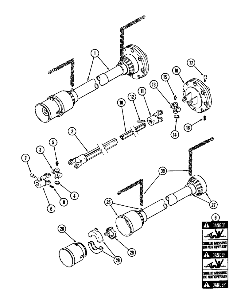 Схема запчастей Case IH 1020 - (9C-22) - AUGER DRIVE SHAFT, 15.0, 16.5, 17.5 AND 20.0 FOOT HEADER (09) - CHASSIS/ATTACHMENTS