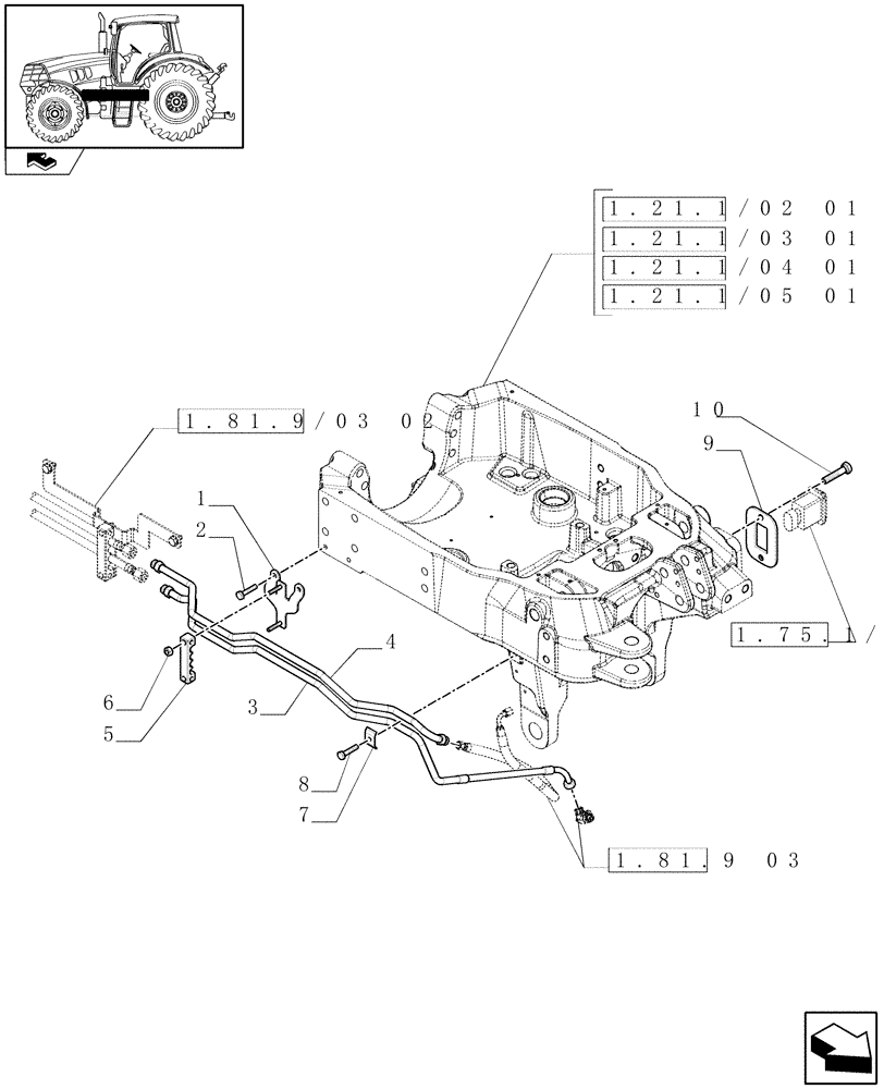 Схема запчастей Case IH PUMA 140 - (1.81.9/03[01]) - TUBES FOR FRONT HPL FROM MID MOUNT VALVES - C6778 (VAR.332926) (07) - HYDRAULIC SYSTEM