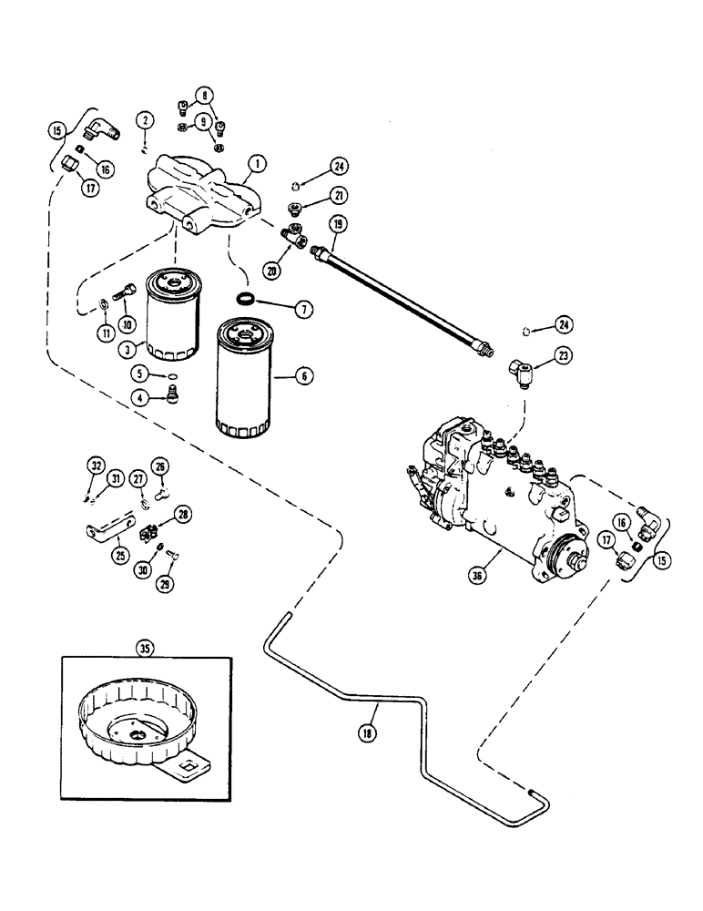 Схема запчастей Case IH 2670 - (070) - FUEL FILTER SYSTEM, 504BDT INTERCOOLED DIESEL ENGINE (03) - FUEL SYSTEM