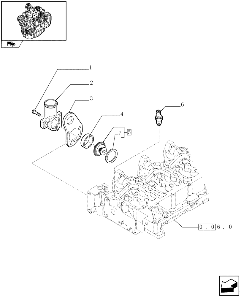 Схема запчастей Case IH F4GE9484A J600 - (0.32.6) - THERMOSTAT - ENGINE COOLING SYSTEM (2853444-2855071-2852156) 