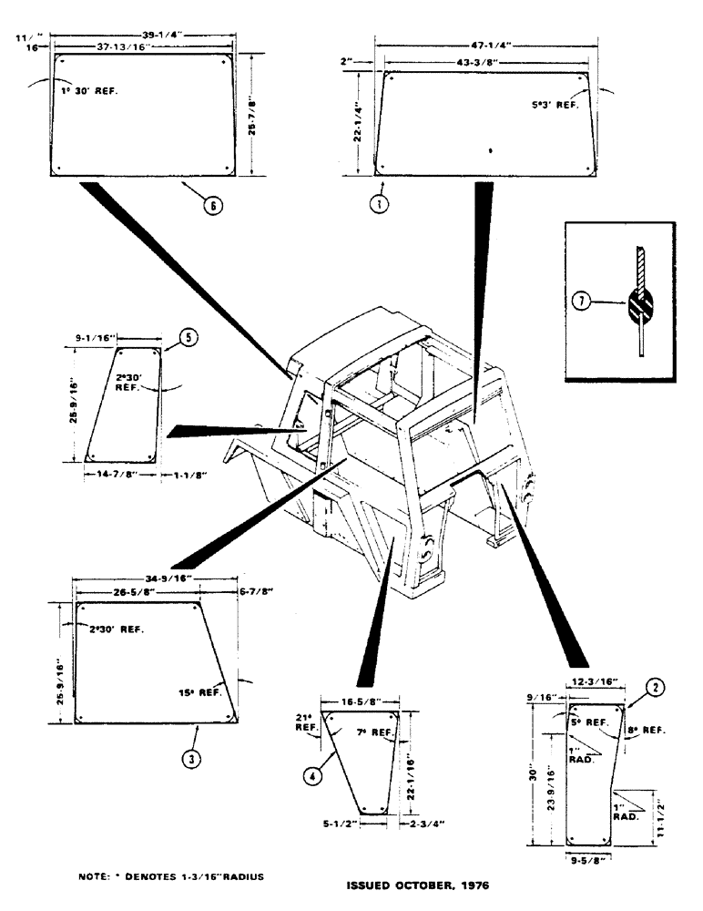 Схема запчастей Case IH 1175 - (342) - CAB, GLASS (09) - CHASSIS