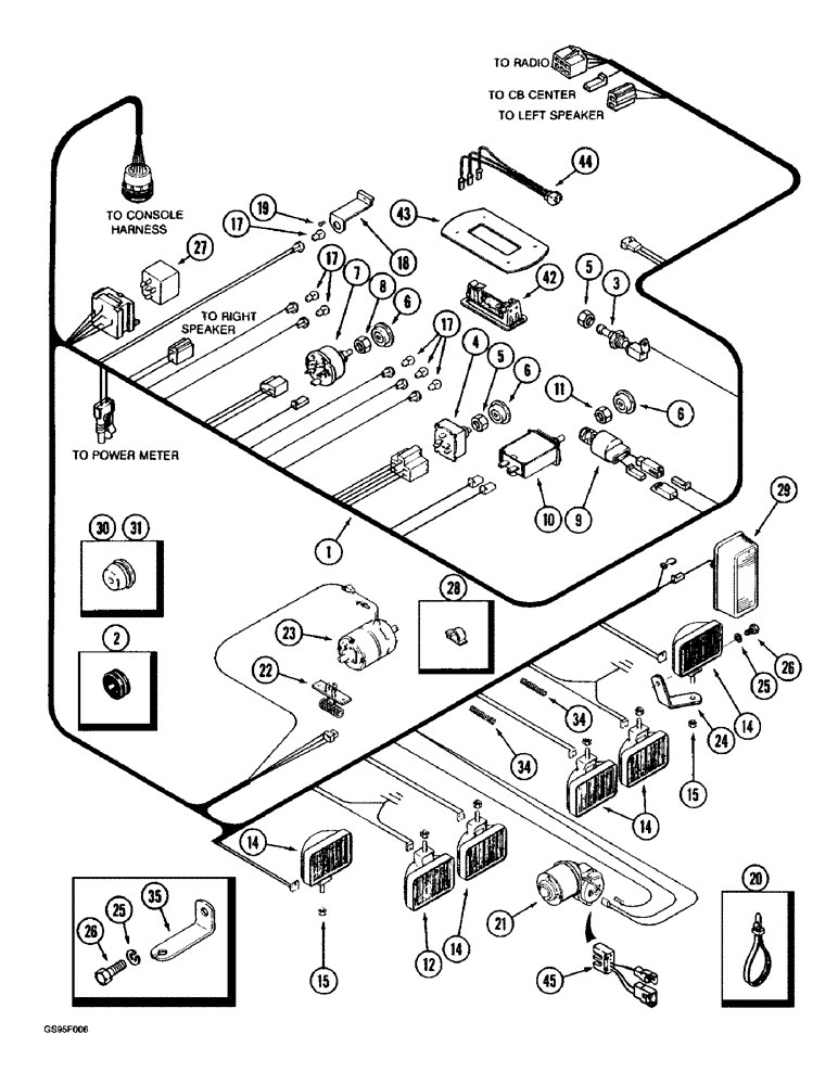 Схема запчастей Case IH 1670 - (4-14) - CAB ROOF HARNESS (06) - ELECTRICAL