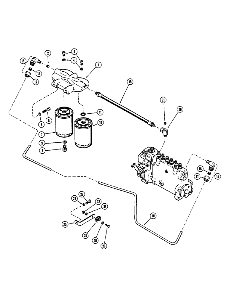 Схема запчастей Case IH 1175 - (046) - (451B) TURBO DIESEL ENGINE, FUEL INJECTION FILTER SYSTEM (03) - FUEL SYSTEM