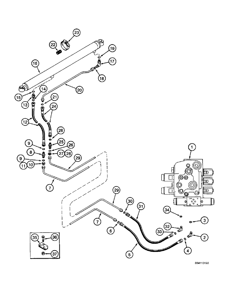 Схема запчастей Case IH 2166 - (8-62) - UNLOADER TUBE SWING CYLINDER SYSTEM (07) - HYDRAULICS