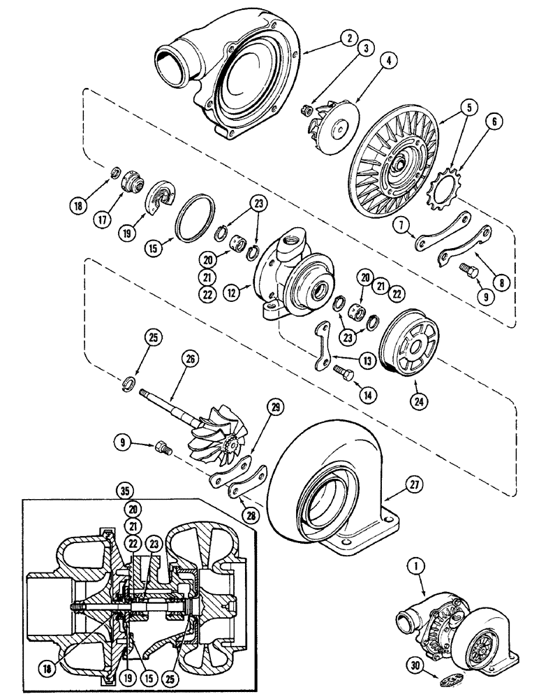 Схема запчастей Case IH 4690 - (2-028) - TURBOCHARGER ASSEMBLY, 504BDTI DIESEL ENGINE (02) - ENGINE