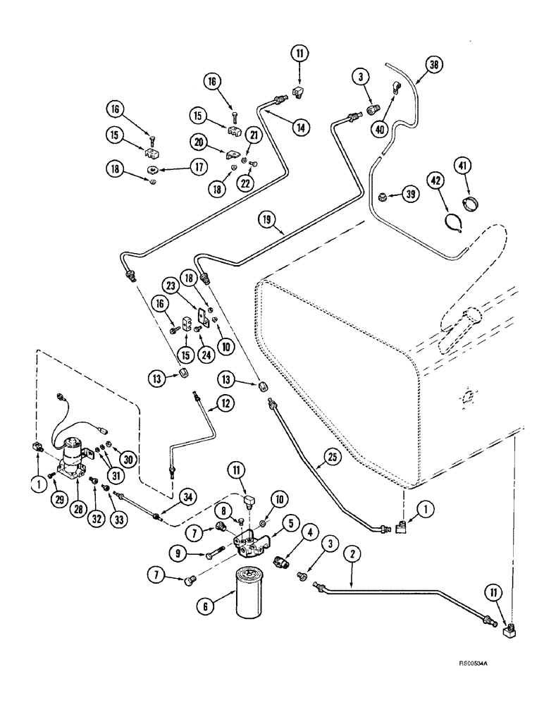 Схема запчастей Case IH 1680 - (3-14) - FUEL LINES AND FUEL FILTER, DTI-466C DIESEL ENGINE, P.I.N. JJC0044001 AND AFTER (02) - FUEL SYSTEM