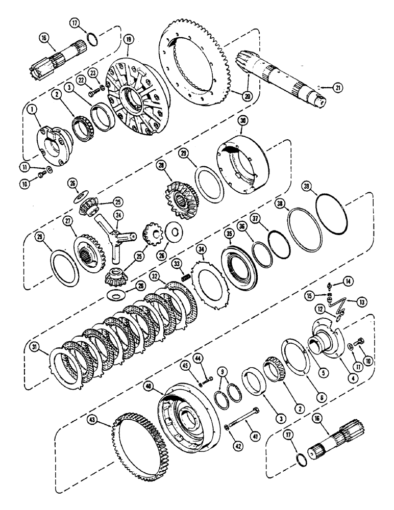 Схема запчастей Case IH 2390 - (6-194) - DIFFERENTIAL, BEARING CARRIER, CAGE, SIDE GEAR AND SHAFT (06) - POWER TRAIN