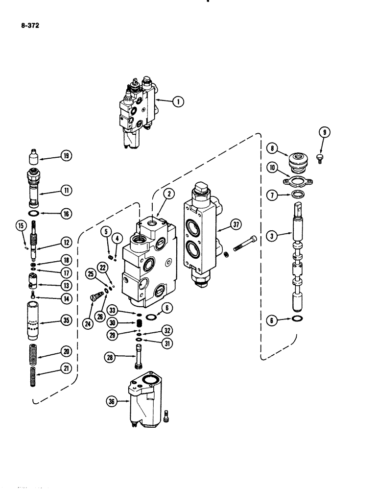 Схема запчастей Case IH 2294 - (8-372) - REMOTE CONTROL VALVE, WITH LOAD CHECK (08) - HYDRAULICS