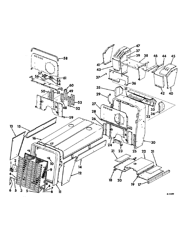 Схема запчастей Case IH 4100 - (A-06) - CHASSIS, RADIATOR & SHEET METAL, HOOD, GRILLE, STEERING SUPPORT, FLOOR PLATES, CONSOLE & INST. PANEL Chassis, Radiator & Sheet Metal