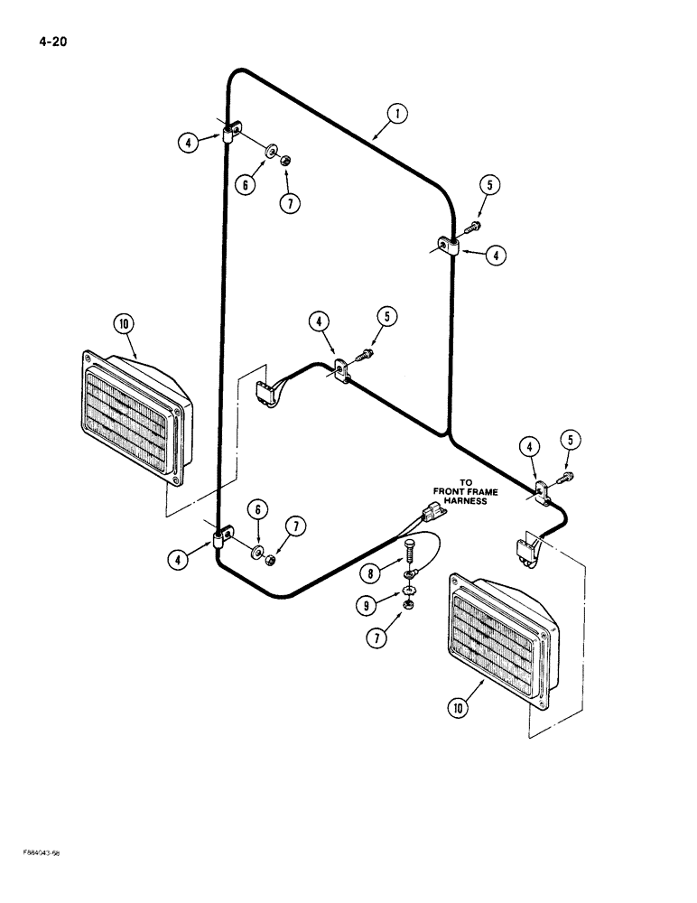 Схема запчастей Case IH 9180 - (4-20) - FRONT HEADLIGHT HARNESS (04) - ELECTRICAL SYSTEMS