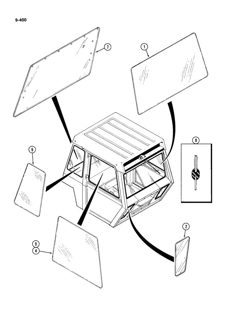 Схема запчастей Case IH 4994 - (9-400) - CAB, GLASS (09) - CHASSIS/ATTACHMENTS