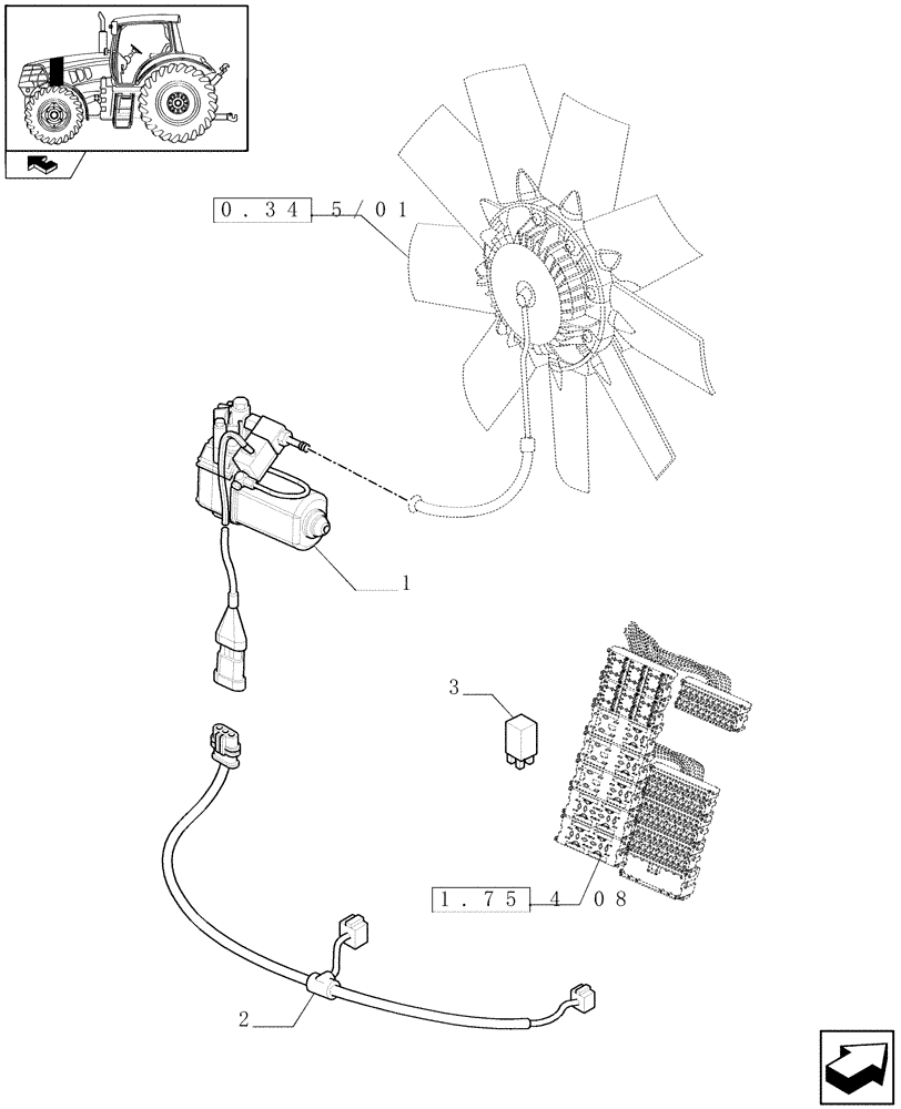 Схема запчастей Case IH PUMA 225 - (1.75.0/01) - (VAR.041-132) REVERSIBLE FAN - COMPRESSOR AND HARNESS (06) - ELECTRICAL SYSTEMS