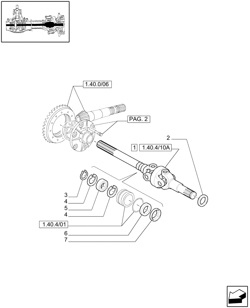 Схема запчастей Case IH JX1085C - (1.40.4/10[01]) - (VAR.324) STANDARD FRONT AXLE W/LOCK, DIFFER. MEC. W/FRONT BRAKE (40KM/H) - DIFFER. GEARS AND SHAFT (04) - FRONT AXLE & STEERING