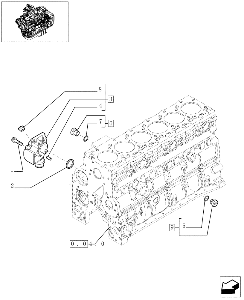 Схема запчастей Case IH F4GE0684C D600 - (0.32.3[01]) - PIPING - ENGINE COOLING SYSTEM (504010574-504038202-504038362) 