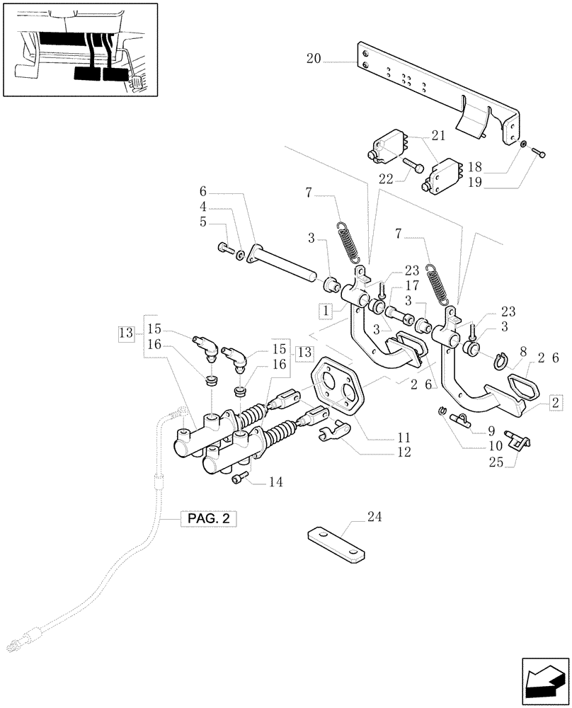 Схема запчастей Case IH MXU115 - (1.95.0[01]) - BRAKE PEDALS (10) - OPERATORS PLATFORM/CAB