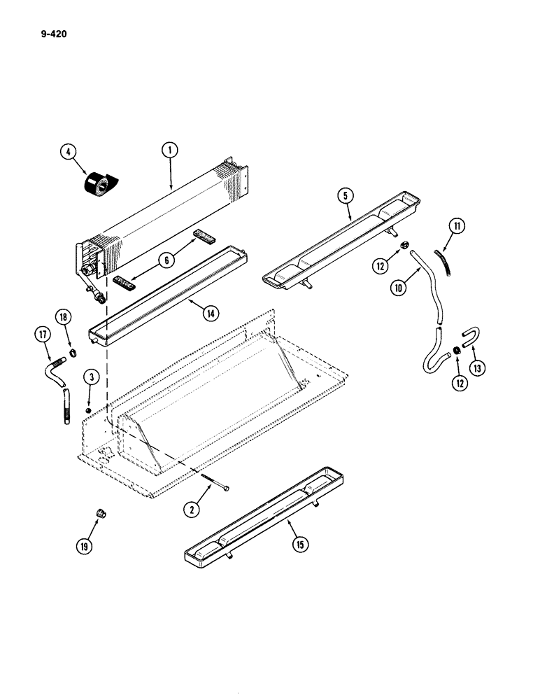 Схема запчастей Case IH 4490 - (9-420) - CAB, AIR CONDITIONER EVAPORATOR, PRIOR TO CAB SERIAL NUMBER 12033998 (09) - CHASSIS/ATTACHMENTS