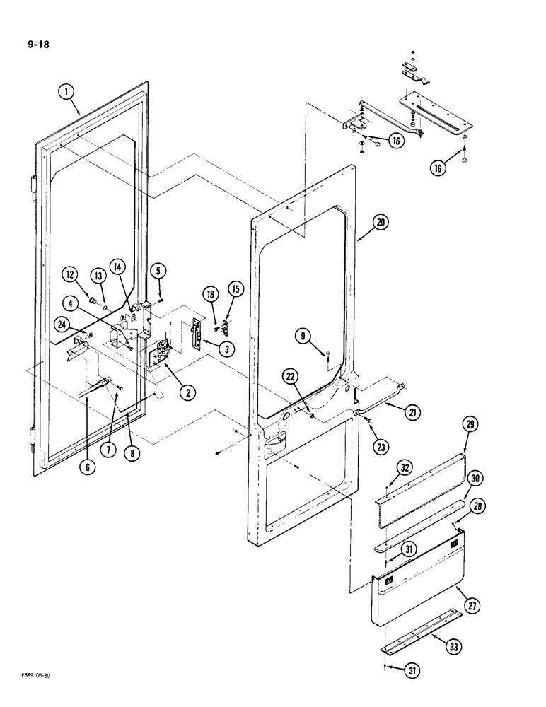 Схема запчастей Case IH KP-525 - (9-18) - CAB DOOR AND LATCH (09) - CHASSIS/ATTACHMENTS