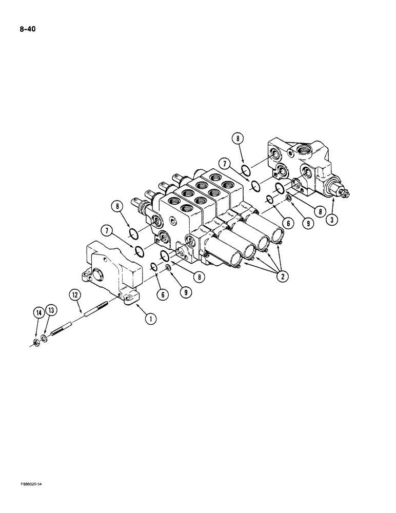 Схема запчастей Case IH STEIGER - (8-040) - HYDRAULIC REMOTE VALVE ASSEMBLY (08) - HYDRAULICS