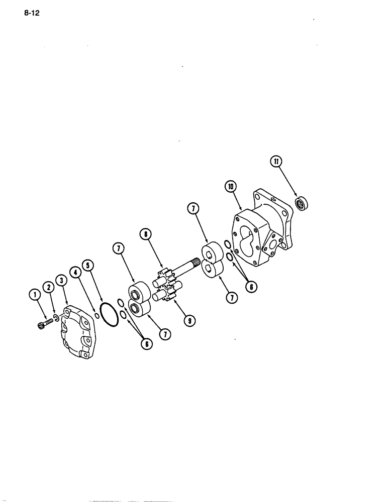 Схема запчастей Case IH 255 - (8-12) - HYDRAULIC PUMP, CONSTANT MESH MECHANICAL TRANSMISSION WITH POWER STEERING, SYNCHROMESH TRANSMISSION (08) - HYDRAULICS