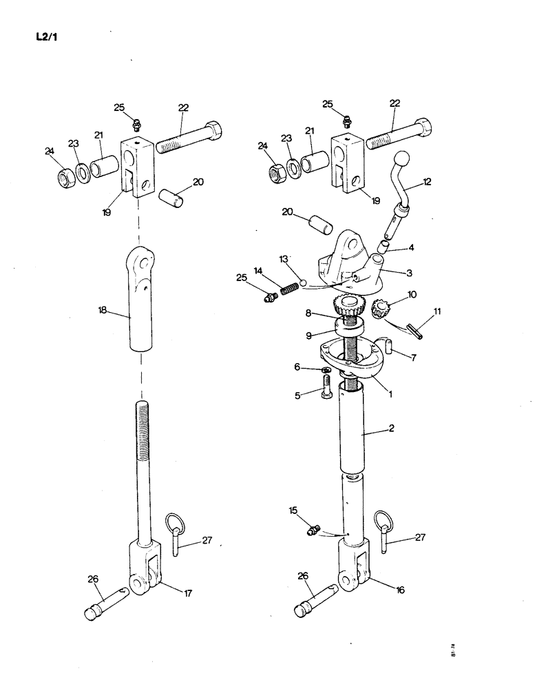 Схема запчастей Case IH 1190 - (L-02) - LEVELING LEVER AND LIFT ROD, CATEGORY ONE (09) - IMPLEMENT LIFT