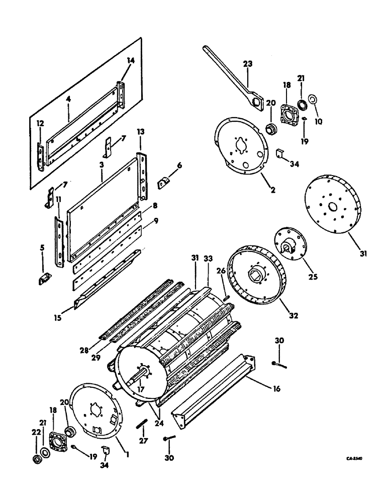 Схема запчастей Case IH 715 - (21-04) - THRESHING CYLINDER AND CONCAVE, CYLINDER, RASP BAR, SERIAL NO. 8001 AND ABOVE (14) - THRESHING