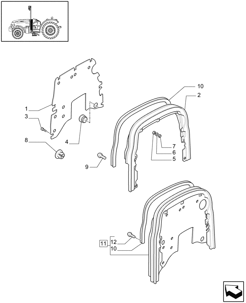Схема запчастей Case IH JX1070N - (1.92.88[01]) - COVERINGS - L/CAB (10) - OPERATORS PLATFORM/CAB