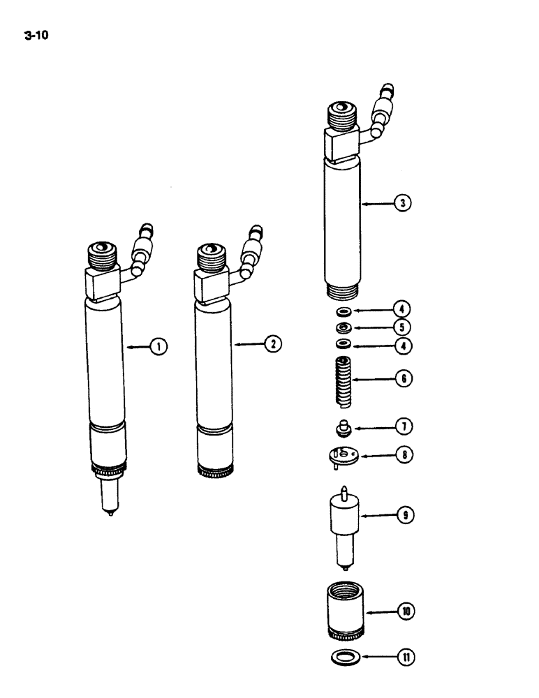 Схема запчастей Case IH 1822 - (3-10) - INJECTION NOZZLE, D466 DIESEL ENGINE (02) - FUEL SYSTEM