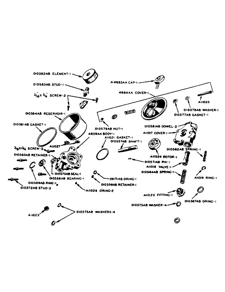 Схема запчастей Case IH 500-SERIES - (088) - PARTS FOR A10057 HYDRAULIC, POWER STEERING PUMP (05) - STEERING