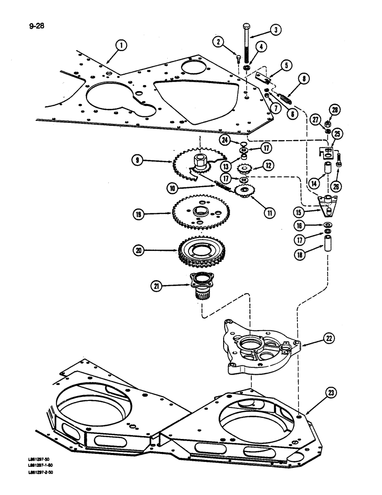 Схема запчастей Case IH 1822 - (9-028) - SPROCKETS, IDLER ARM AND CAM, FRONT (13) - PICKING SYSTEM