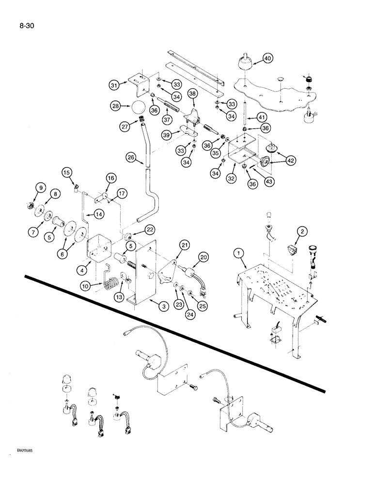 Схема запчастей Case IH 9230 - (8-030) - 3-POINT HITCH CONTROLS, ELECTRONIC CONTROLLED, CONTROL LEVER MOUNTED TO LINKAGE LEVER, REF. 4 (08) - HYDRAULICS