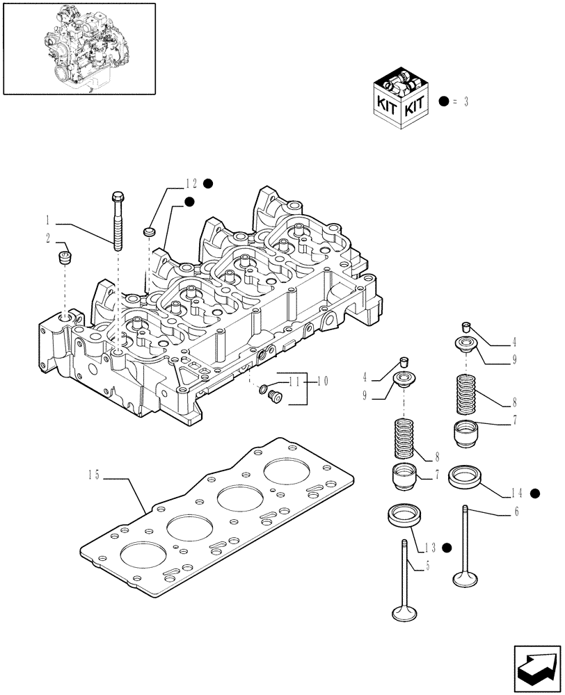 Схема запчастей Case IH WDX1202S - (01.05[02.2]) - CYLINDER HEAD (01) - ENGINE