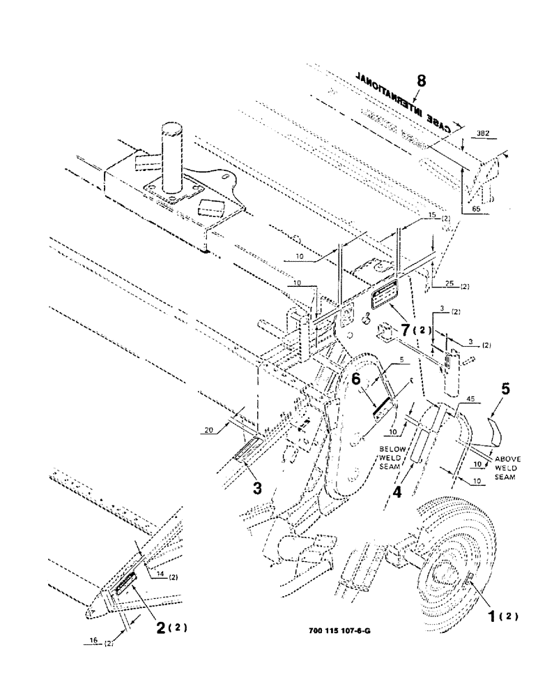 Схема запчастей Case IH 8360 - (9-06) - DECALS AND LOCATION DIAGRAM , HEADER, LEFT (09) - CHASSIS