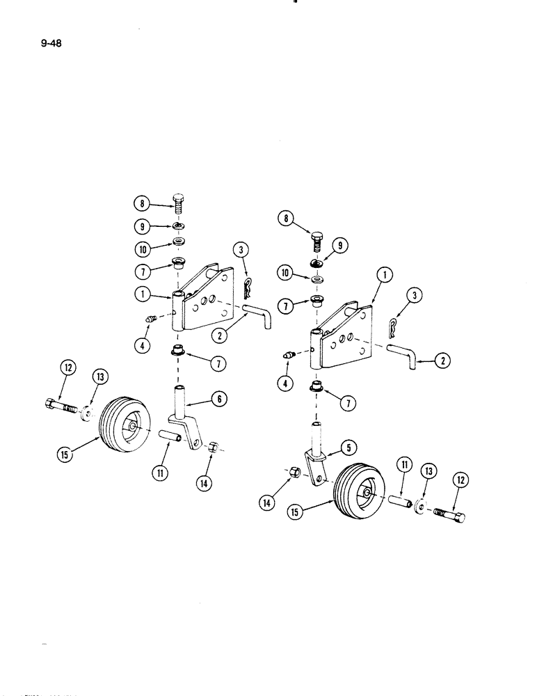 Схема запчастей Case IH 60MB - (9-048) - FRONT CASTER WHEEL, 60MB MOWER (03) - CHASSIS/MOUNTED EQUIPMENT