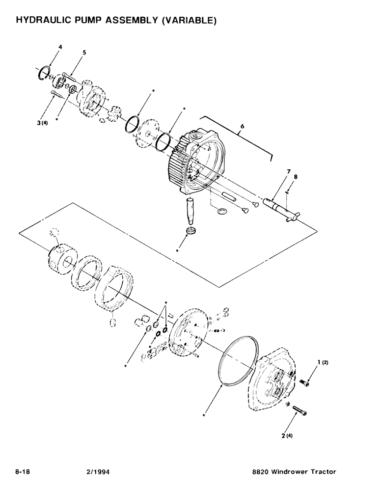 Схема запчастей Case IH 8820 - (8-18) - HYDRAULIC PUMP ASSEMBLY, VARIABLE (08) - HYDRAULICS