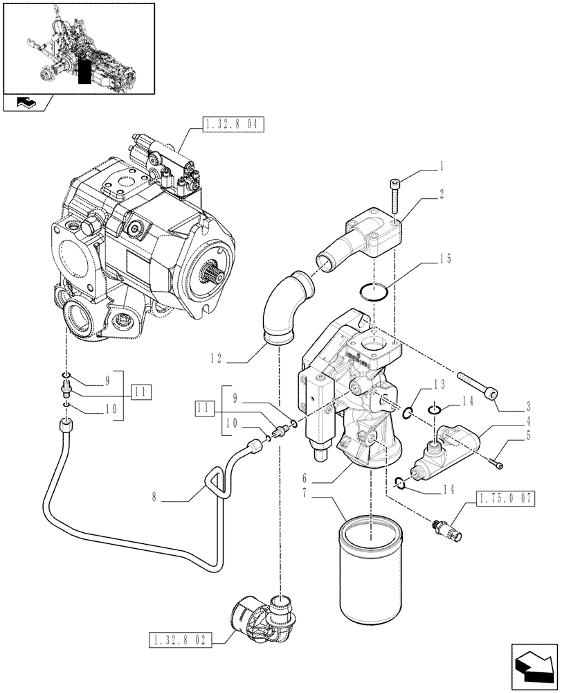 Схема запчастей Case IH PUMA 225 - (1.32.8[03]) - HYDRAULIC PUMP - VANE PUMP - C6712 (03) - TRANSMISSION