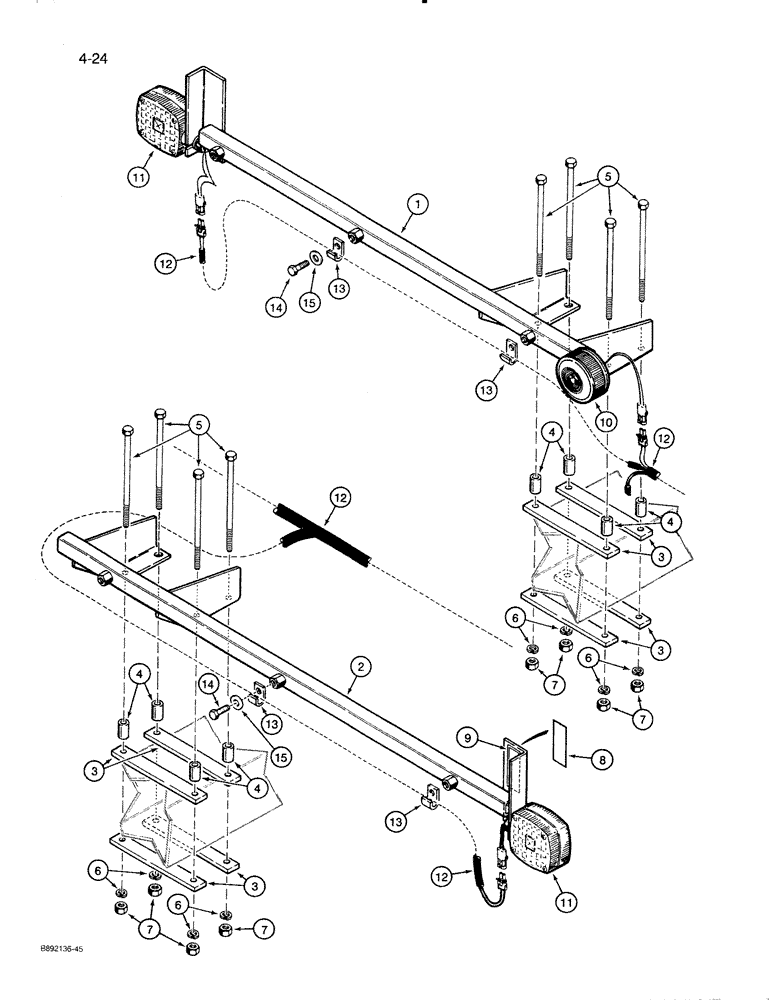 Схема запчастей Case IH 8500 - (4-24) - TRANSPORT LAMPS, 33 FOOT WIDE DRILL (04) - ELECTRICAL SYSTEMS