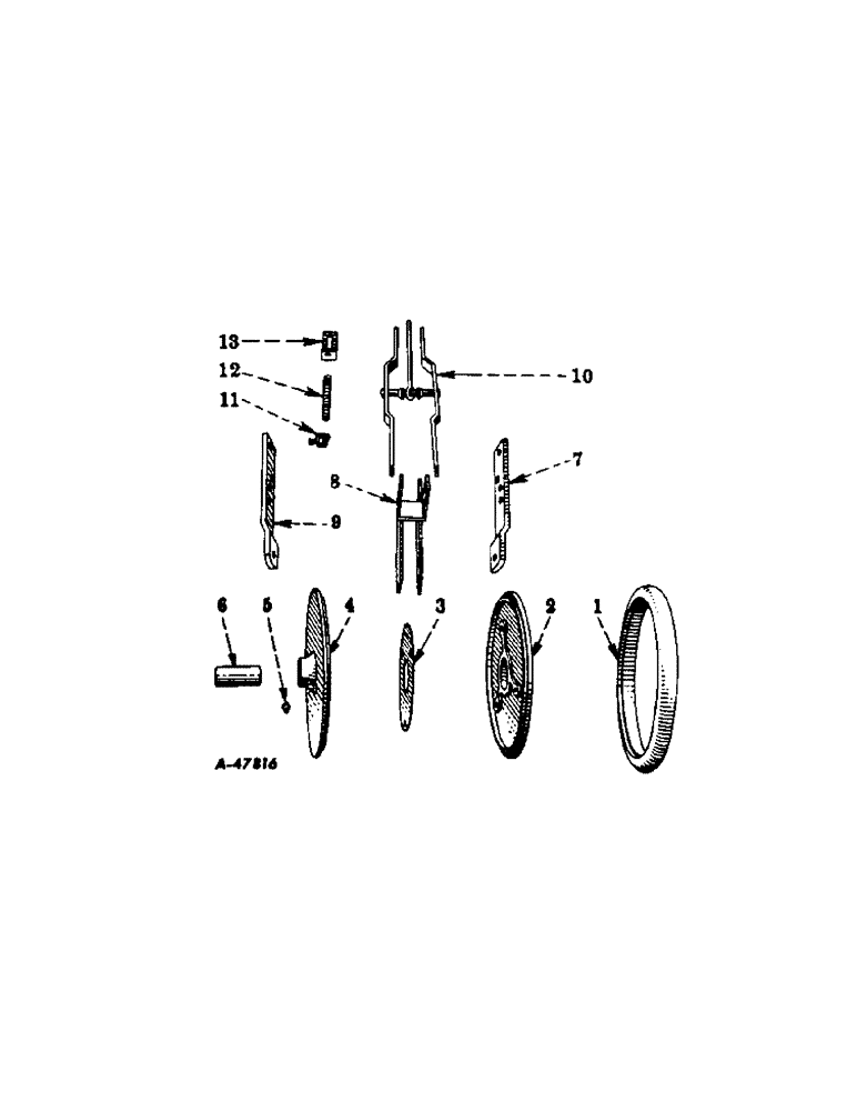 Схема запчастей Case IH 449A - (E-32[A]) - SEED FIRMING WHEEL ATTACHMENT, 1957 TO 1959 