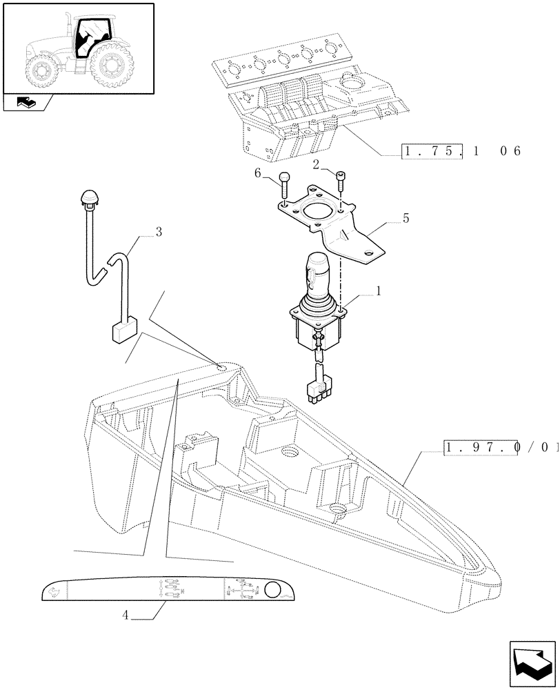 Схема запчастей Case IH PUMA 195 - (1.75.1/04[02]) - (VAR.121) ELECTRONIC JOYSTICK WITH PROPORTIONAL SIMULTANEOUS CONTROL OF 3RD VALVE (06) - ELECTRICAL SYSTEMS