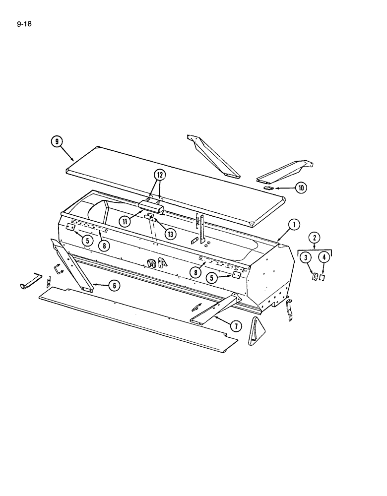 Схема запчастей Case IH 7200 - (9-018) - GRAIN AND FERTILIZER HOPPER UNIT (09) - CHASSIS/ATTACHMENTS