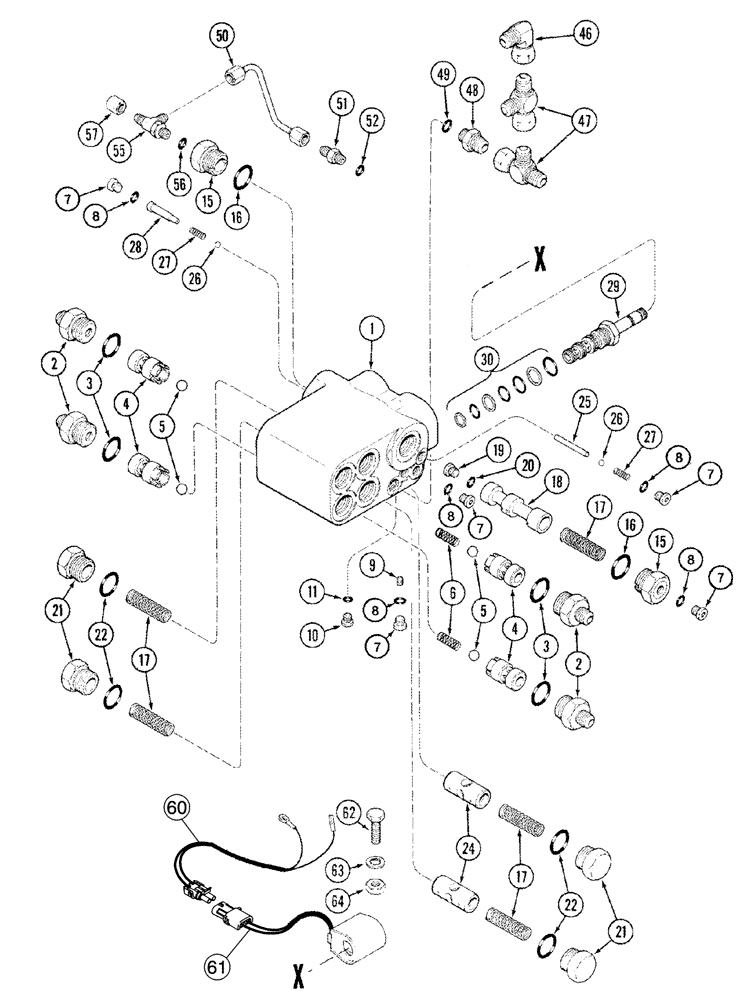 Схема запчастей Case IH 2388 - (05-28) - VALVE, SELECTOR CONTROL - POWER GUIDE AXLE - RICE COMBINE (11) - TRACKS/STEERING