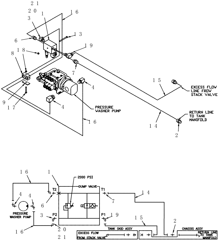 Схема запчастей Case IH 610 - (04-013) - WASH DOWN HYDRAULIC GROUP Hydraulic Plumbing