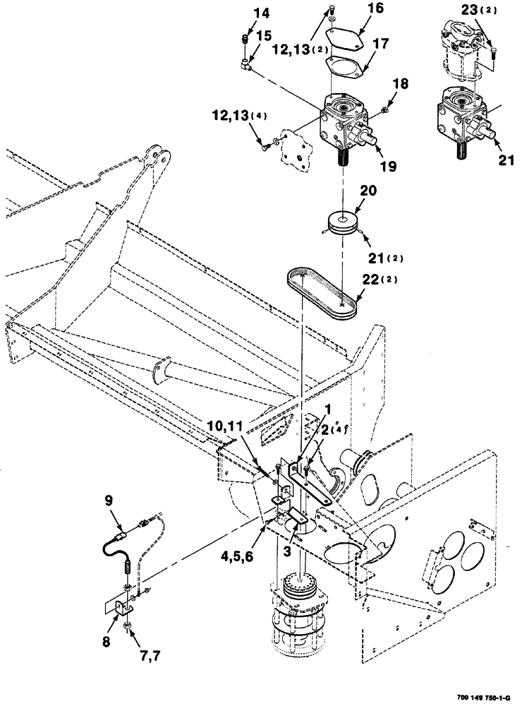 Схема запчастей Case IH 725 - (02-002) - HEADER DRIVE ASSEMBLY, LEFT (58) - ATTACHMENTS/HEADERS